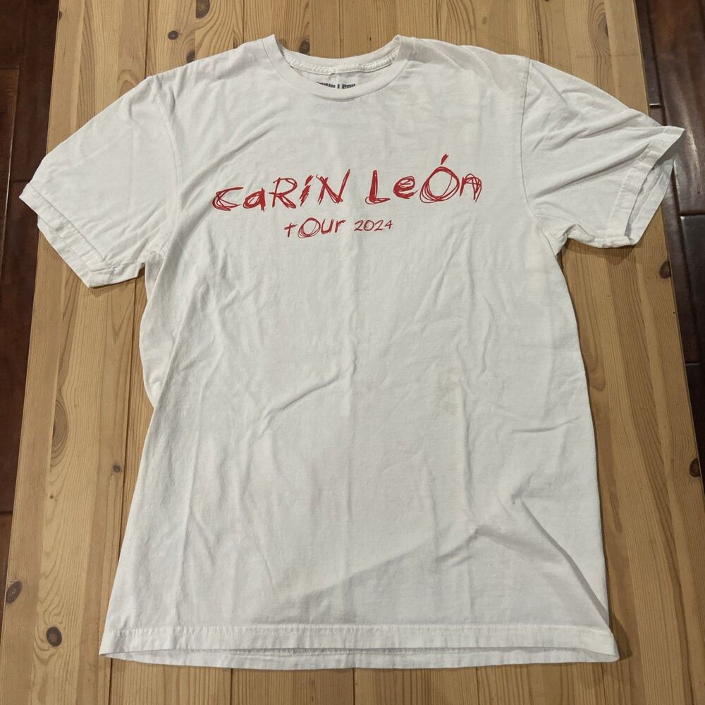 Carin Leon Mens White Boca Chueca Tour 2024 Short Sleeve Graphic T-Shirt